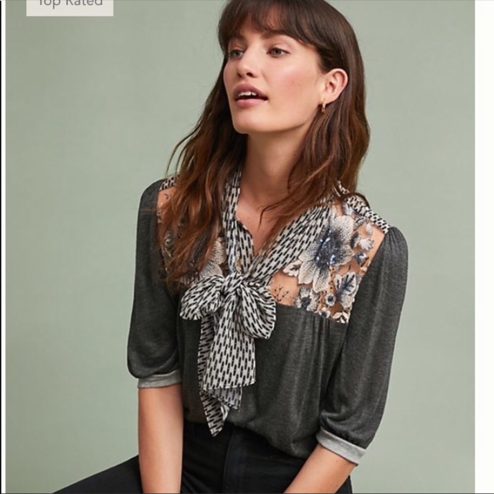Anthropologie Jackie tie neck blouse